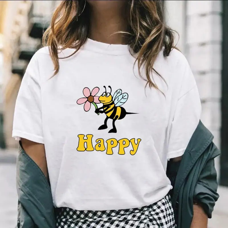 Bee Happy Stylish T-Shirt For Women